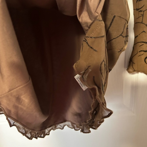 New Pink Brown Mesh Mini Dress Size: M - Picture 8 of 10